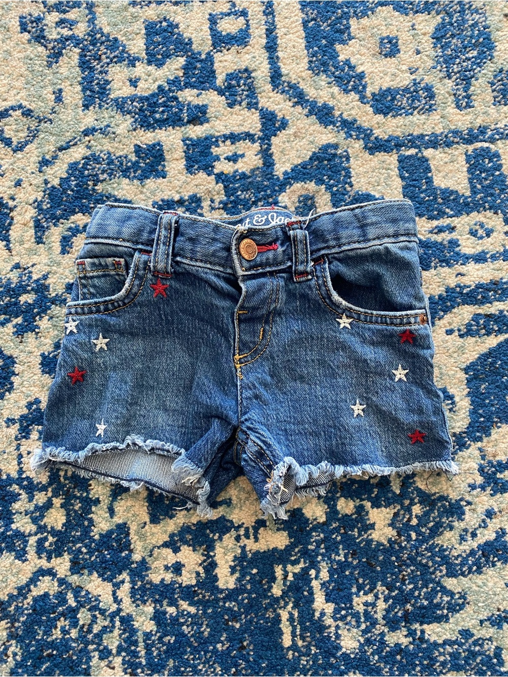 Cat & Jack Denim Shorts with Red and White Star Embroidery